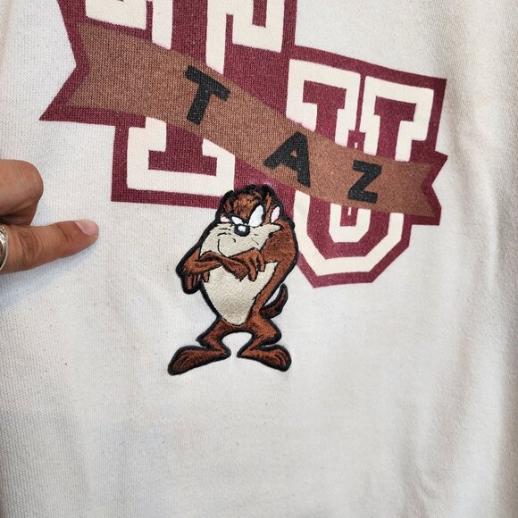Vintage Looney Tunes Taz University Crewneck Pullover Sweatshirt Medium - Picture 6 of 12